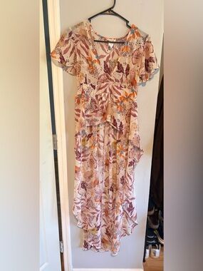 Rolla Coster Blush and Rust Floral Top High Low